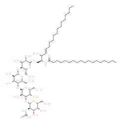 ChemSpider 2D Image | N-[(2S,3R,4E)-1-{[2-Acetamido-2-deoxy-beta-D-galactopyranosyl-(1->3)-alpha-D-galactopyranosyl-(1->4)-beta-D-galactopyranosyl-(1->4)-beta-D-mannopyranosyl]oxy}-3-hydroxy-4-octadecen-2-yl]octadecanamide | C62H114N2O23