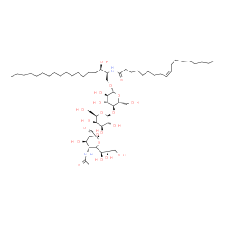 ChemSpider 2D Image | (2S,3R)-3-Hydroxy-2-[(9Z)-9-octadecenoylamino]octadecyl 5-acetamido-3,5-dideoxy-6-[(1R,2R)-1,2,3-trihydroxypropyl]-beta-L-threo-hex-2-ulopyranonosyl-(2->3)-beta-D-galactopyranosyl-(1->4)-beta-D-glucop
yranoside | C59H108N2O21
