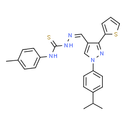 ChemSpider 2D Image | (2Z)-2-{[1-(4-Isopropylphenyl)-3-(2-thienyl)-1H-pyrazol-4-yl]methylene}-N-(4-methylphenyl)hydrazinecarbothioamide | C25H25N5S2