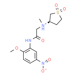 ChemSpider 2D Image | (3R)-N-{2-[(2-Methoxy-5-nitrophenyl)amino]-2-oxoethyl}-N-methyltetrahydro-3-thiophenaminium 1,1-dioxide | C14H20N3O6S
