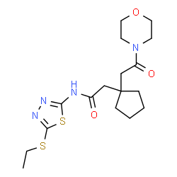 ChemSpider 2D Image | N-[5-(Ethylsulfanyl)-1,3,4-thiadiazol-2-yl]-2-{1-[2-(4-morpholinyl)-2-oxoethyl]cyclopentyl}acetamide | C17H26N4O3S2