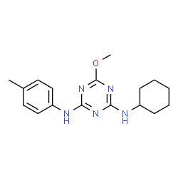 ChemSpider 2D Image | N-Cyclohexyl-6-methoxy-N'-(4-methylphenyl)-1,3,5-triazine-2,4-diamine | C17H23N5O