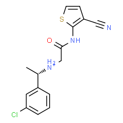 ChemSpider 2D Image | N-[(1S)-1-(3-Chlorophenyl)ethyl]-2-[(3-cyano-2-thienyl)amino]-2-oxoethanaminium | C15H15ClN3OS