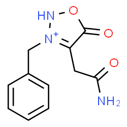 ChemSpider 2D Image | 4-(2-Amino-2-oxoethyl)-3-benzyl-5-oxo-2,5-dihydro-1,2,3-oxadiazol-3-ium | C11H12N3O3