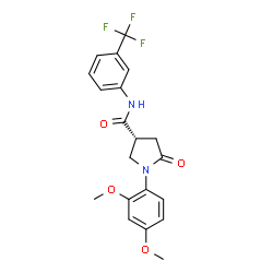 ChemSpider 2D Image | (3R)-1-(2,4-Dimethoxyphenyl)-5-oxo-N-[3-(trifluoromethyl)phenyl]-3-pyrrolidinecarboxamide | C20H19F3N2O4