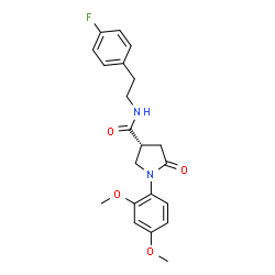 ChemSpider 2D Image | (3R)-1-(2,4-Dimethoxyphenyl)-N-[2-(4-fluorophenyl)ethyl]-5-oxo-3-pyrrolidinecarboxamide | C21H23FN2O4