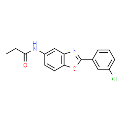 ChemSpider 2D Image | N-[2-(3-Chlorophenyl)-1,3-benzoxazol-5-yl]propanamide | C16H13ClN2O2