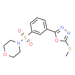 ChemSpider 2D Image | 4-({3-[5-(Methylsulfanyl)-1,3,4-oxadiazol-2-yl]phenyl}sulfonyl)morpholine | C13H15N3O4S2