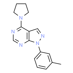 ChemSpider 2D Image | 1-[1-(3-methylphenyl)pyrazolo[3,4-d]pyrimidin-4-yl]pyrrolidine | C16H17N5