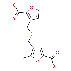 ChemSpider 2D Image | 4-({[(2-Carboxy-3-furyl)methyl]sulfanyl}methyl)-5-methyl-2-furoic acid | C13H12O6S