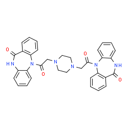 ChemSpider 2D Image | 5,5'-[1,4-Piperazinediylbis(1-oxo-2,1-ethanediyl)]bis(5,10-dihydro-11H-dibenzo[b,e][1,4]diazepin-11-one) | C34H30N6O4