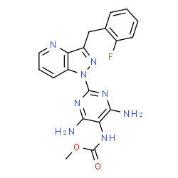 ChemSpider 2D Image | Methyl {4,6-diamino-2-[3-(2-fluorobenzyl)-1H-pyrazolo[4,3-b]pyridin-1-yl]-5-pyrimidinyl}carbamate | C19H17FN8O2