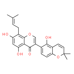 ChemSpider 2D Image | 5,5',7-Trihydroxy-2',2'-dimethyl-8-(3-methyl-2-buten-1-yl)-2'H,4H-3,6'-bichromen-4-one | C25H24O6