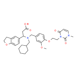 ChemSpider 2D Image | 3-[(Cyclohexylmethyl){3-methoxy-4-[2-(3-methyl-2,6-dioxo-3,6-dihydro-1(2H)-pyrimidinyl)ethoxy]benzyl}amino]-3-(2,3-dihydro-1-benzofuran-5-yl)propanoic acid | C33H41N3O7
