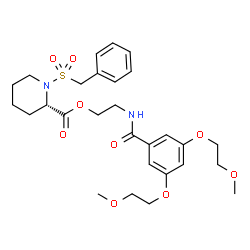 ChemSpider 2D Image | 2-{[3,5-Bis(2-methoxyethoxy)benzoyl]amino}ethyl (2S)-1-(benzylsulfonyl)-2-piperidinecarboxylate | C28H38N2O9S