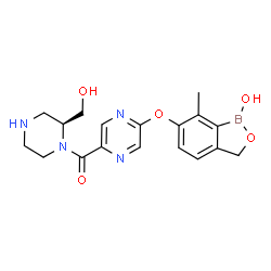 ChemSpider 2D Image | {5-[(1-Hydroxy-7-methyl-1,3-dihydro-2,1-benzoxaborol-6-yl)oxy]-2-pyrazinyl}[(2S)-2-(hydroxymethyl)-1-piperazinyl]methanone | C18H21BN4O5