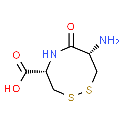 ChemSpider 2D Image | (4S,7S)-7-Amino-6-oxo-1,2,5-dithiazocane-4-carboxylic acid | C6H10N2O3S2