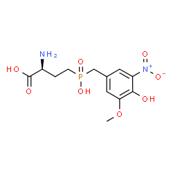 ChemSpider 2D Image | (2S)-2-Amino-4-[hydroxy(4-hydroxy-3-methoxy-5-nitrobenzyl)phosphoryl]butanoic acid | C12H17N2O8P