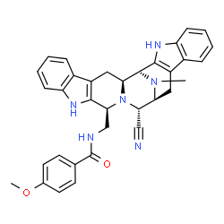 ChemSpider 2D Image | N-{[(1S,2S,13S,15R,16S)-15-Cyano-27-methyl-11,14,25,27-tetraazaheptacyclo[14.10.1.0~2,14~.0~4,12~.0~5,10~.0~18,26~.0~19,24~]heptacosa-4(12),5,7,9,18(26),19,21,23-octaen-13-yl]methyl}-4-methoxybenzamid
e | C34H32N6O2