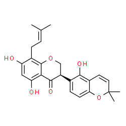 ChemSpider 2D Image | (3R)-5,5',7-Trihydroxy-2',2'-dimethyl-8-(3-methyl-2-buten-1-yl)-2,3-dihydro-2'H,4H-3,6'-bichromen-4-one | C25H26O6