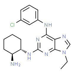 ChemSpider 2D Image | N~2~-[(1S,2S)-2-Aminocyclohexyl]-N~6~-(3-chlorophenyl)-9-ethyl-9H-purine-2,6-diamine | C19H24ClN7