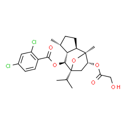 ChemSpider 2D Image | (1S,2R,5R,6R,7S,8R,10R)-10-(Glycoloyloxy)-8-isopropyl-1,5-dimethyl-11-oxatricyclo[6.2.1.0~2,6~]undec-7-yl 2,4-dichlorobenzoate | C24H30Cl2O6