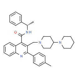 ChemSpider 2D Image | 3-(1,4'-Bipiperidin-1'-ylmethyl)-2-(4-methylphenyl)-N-[(1S)-1-phenylethyl]-4-quinolinecarboxamide | C36H42N4O