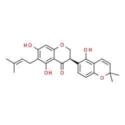 ChemSpider 2D Image | (3R)-5,5',7-Trihydroxy-2',2'-dimethyl-6-(3-methyl-2-buten-1-yl)-2,3-dihydro-2'H,4H-3,6'-bichromen-4-one | C25H26O6