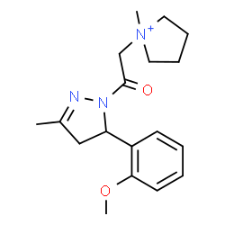 ChemSpider 2D Image | 1-{2-[5-(2-Methoxyphenyl)-3-methyl-4,5-dihydro-1H-pyrazol-1-yl]-2-oxoethyl}-1-methylpyrrolidinium | C18H26N3O2