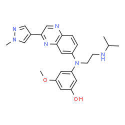 ChemSpider 2D Image | 3-{[2-(Isopropylamino)ethyl][3-(1-methyl-1H-pyrazol-4-yl)-6-quinoxalinyl]amino}-5-methoxyphenol | C24H28N6O2