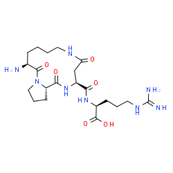 ChemSpider 2D Image | N~2~-{[(3S,11S,16aS)-11-Amino-1,5,12-trioxohexadecahydropyrrolo[1,2-a][1,4,8]triazacyclotetradecin-3-yl]carbonyl}-L-arginine | C21H36N8O6