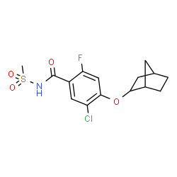 ChemSpider 2D Image | 4-(Bicyclo[2.2.1]hept-2-yloxy)-5-chloro-2-fluoro-N-(methylsulfonyl)benzamide | C15H17ClFNO4S