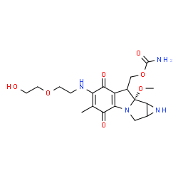 ChemSpider 2D Image | [(8aR)-6-{[2-(2-Hydroxyethoxy)ethyl]amino}-8a-methoxy-5-methyl-4,7-dioxo-1,1a,2,4,7,8,8a,8b-octahydroazireno[2',3':3,4]pyrrolo[1,2-a]indol-8-yl]methyl carbamate | C19H26N4O7