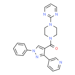 ChemSpider 2D Image | [1-Phenyl-3-(3-pyridinyl)-1H-pyrazol-4-yl][4-(2-pyrimidinyl)-1-piperazinyl]methanone | C23H21N7O