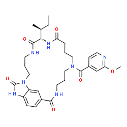 ChemSpider 2D Image | (7S)-7-[(2S)-2-Butanyl]-13-(2-methoxyisonicotinoyl)-1,5,8,13,17,23-hexaazatricyclo[17.5.2.0~22,25~]hexacosa-19,21,25-triene-6,9,18,24-tetrone | C31H41N7O6