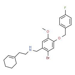 ChemSpider 2D Image | N-{2-Bromo-4-[(4-fluorobenzyl)oxy]-5-methoxybenzyl}-2-(1-cyclohexen-1-yl)ethanamine | C23H27BrFNO2