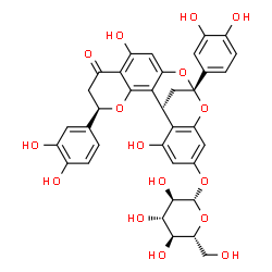 ChemSpider 2D Image | (5R,13R)-5,13-Bis(3,4-dihydroxyphenyl)-9,19-dihydroxy-7-oxo-4,12,14-trioxapentacyclo[11.7.1.0~2,11~.0~3,8~.0~15,20~]henicosa-2,8,10,15,17,19-hexaen-17-yl beta-D-glucopyranoside | C36H32O16