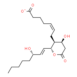 ChemSpider 2D Image | (5Z)-7-{(2R,3S,4S)-4-Hydroxy-2-[(1E,3S)-3-hydroxy-1-octen-1-yl]-6-oxotetrahydro-2H-pyran-3-yl}-5-heptenoate (non-preferred name) | C20H31O6