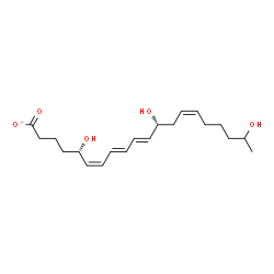 ChemSpider 2D Image | (5S,6Z,8E,10E,12R,14Z)-5,12,19-Trihydroxy-6,8,10,14-icosatetraenoate | C20H31O5