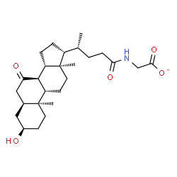 ChemSpider 2D Image | {[(3alpha,5beta)-3-Hydroxy-7,24-dioxocholan-24-yl]amino}acetatato | C26H40NO5