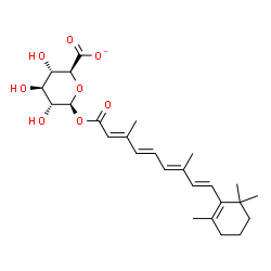 ChemSpider 2D Image | O~15~-[(2S,3R,4S,5S,6S)-6-Carboxylato-3,4,5-trihydroxytetrahydro-2H-pyran-2-yl]retinoato | C26H35O8
