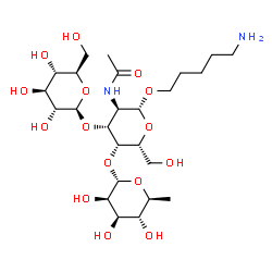ChemSpider 2D Image | 5-Aminopentyl 6-deoxy-alpha-L-mannopyranosyl-(1->4)-[beta-D-glucopyranosyl-(1->3)]-2-acetamido-2-deoxy-beta-D-galactopyranoside | C25H46N2O15
