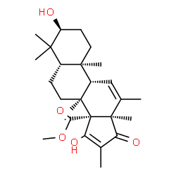 ChemSpider 2D Image | Methyl (3beta,5beta,8alpha,9beta,10alpha,13alpha)-3,15-dihydroxy-4,4,8,12,16-pentamethyl-17-oxoandrosta-11,15-diene-14-carboxylate | C26H38O5