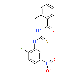 ChemSpider 2D Image | N-[(2-Fluoro-5-nitrophenyl)carbamothioyl]-2-methylbenzamide | C15H12FN3O3S