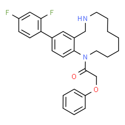 ChemSpider 2D Image | 1-[12-(2,4-Difluorophenyl)-3,4,5,6,7,8,9,10-octahydro-1,9-benzodiazacyclododecin-1(2H)-yl]-2-phenoxyethanone | C28H30F2N2O2