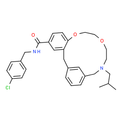 ChemSpider 2D Image | N-(4-Chlorobenzyl)-15-isobutyl-9,12-dioxa-15-azatricyclo[15.3.1.0~3,8~]henicosa-1(21),3,5,7,17,19-hexaene-5-carboxamide | C30H35ClN2O3