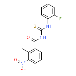 ChemSpider 2D Image | N-[(2-Fluorophenyl)carbamothioyl]-2-methyl-3-nitrobenzamide | C15H12FN3O3S