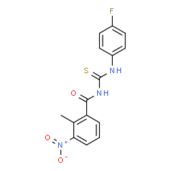 ChemSpider 2D Image | N-[(4-Fluorophenyl)carbamothioyl]-2-methyl-3-nitrobenzamide | C15H12FN3O3S