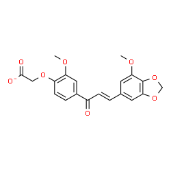 ChemSpider 2D Image | {2-Methoxy-4-[(2E)-3-(7-methoxy-1,3-benzodioxol-5-yl)-2-propenoyl]phenoxy}acetate | C20H17O8
