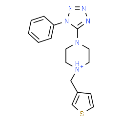 ChemSpider 2D Image | 4-(1-Phenyl-1H-tetrazol-5-yl)-1-(3-thienylmethyl)piperazin-1-ium | C16H19N6S